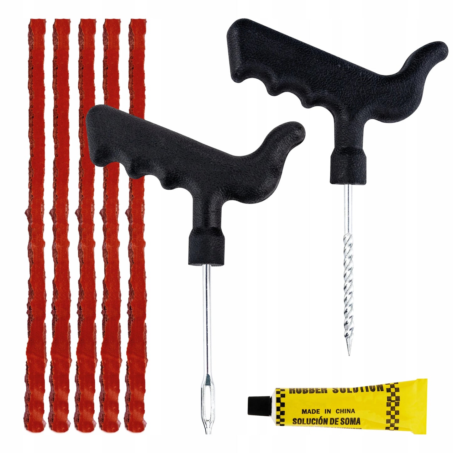 Zestaw naprawczy do opon Vergionic - zawartość zestawu z narzędziami