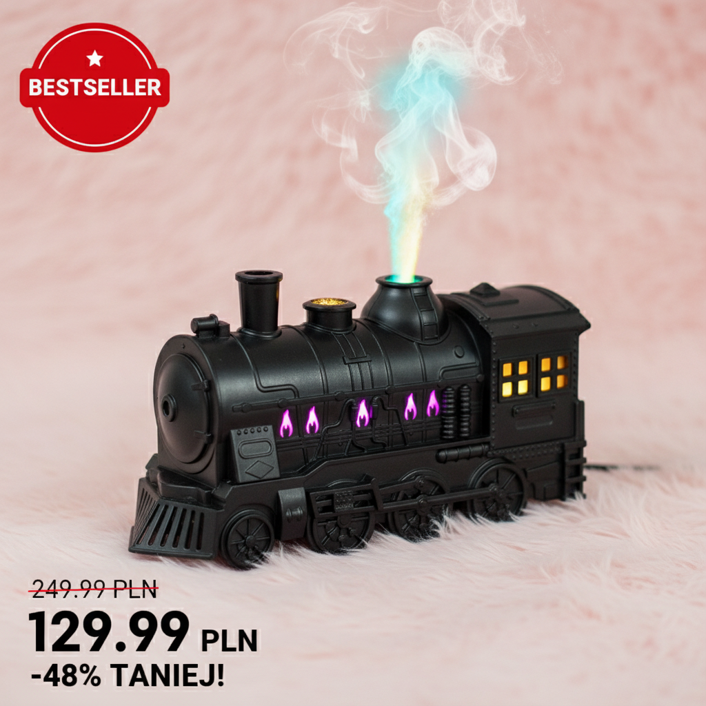 Mini nawilżacz w kształcie pociągu z LED - bestseller z promocją